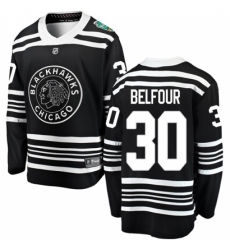 Men's Chicago Blackhawks #30 ED Belfour Black 2019 Winter Classic Fanatics Branded Breakaway NHL Jersey