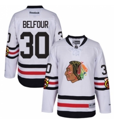 Men's Reebok Chicago Blackhawks #30 ED Belfour Authentic White 2017 Winter Classic NHL Jersey