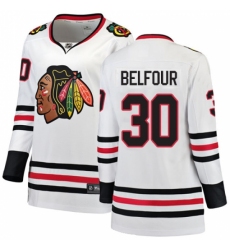 Women's Chicago Blackhawks #30 ED Belfour Authentic White Away Fanatics Branded Breakaway NHL Jersey
