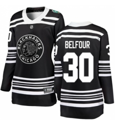 Women's Chicago Blackhawks #30 ED Belfour Black 2019 Winter Classic Fanatics Branded Breakaway NHL Jersey