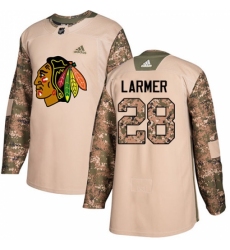 Men's Adidas Chicago Blackhawks #28 Steve Larmer Authentic Camo Veterans Day Practice NHL Jersey