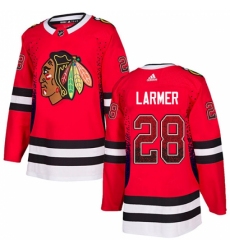 Men's Adidas Chicago Blackhawks #28 Steve Larmer Authentic Red Drift Fashion NHL Jersey