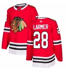 Men's Adidas Chicago Blackhawks #28 Steve Larmer Authentic Red Home NHL Jersey