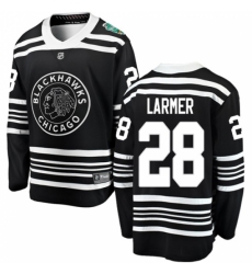 Men's Chicago Blackhawks #28 Steve Larmer Black 2019 Winter Classic Fanatics Branded Breakaway NHL Jersey