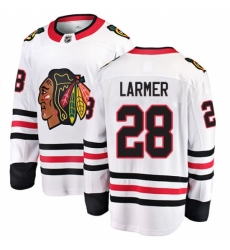 Men's Chicago Blackhawks #28 Steve Larmer Fanatics Branded White Away Breakaway NHL Jersey