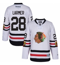 Men's Reebok Chicago Blackhawks #28 Steve Larmer Authentic White 2017 Winter Classic NHL Jersey