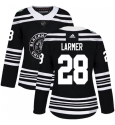 Women's Adidas Chicago Blackhawks #28 Steve Larmer Authentic Black 2019 Winter Classic NHL Jersey