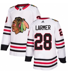 Women's Adidas Chicago Blackhawks #28 Steve Larmer Authentic White Away NHL Jersey