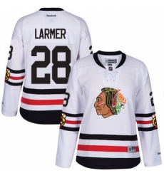 Women's Reebok Chicago Blackhawks #28 Steve Larmer Premier White 2017 Winter Classic NHL Jersey