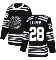 Youth Adidas Chicago Blackhawks #28 Steve Larmer Authentic Black 2019 Winter Classic NHL Jersey
