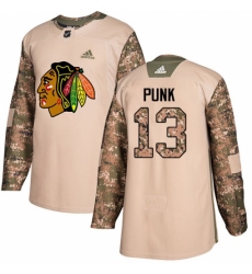Men's Adidas Chicago Blackhawks #13 CM Punk Authentic Camo Veterans Day Practice NHL Jersey