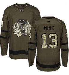 Men's Reebok Chicago Blackhawks #13 CM Punk Authentic Green Salute to Service NHL Jersey