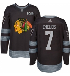 Men's Adidas Chicago Blackhawks #7 Chris Chelios Authentic Black 1917-2017 100th Anniversary NHL Jersey