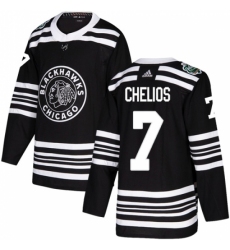 Men's Adidas Chicago Blackhawks #7 Chris Chelios Authentic Black 2019 Winter Classic NHL Jersey