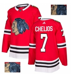 Men's Adidas Chicago Blackhawks #7 Chris Chelios Authentic Red Fashion Gold NHL Jersey