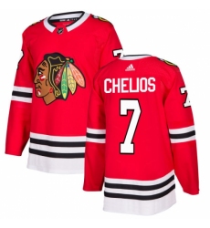 Men's Adidas Chicago Blackhawks #7 Chris Chelios Authentic Red Home NHL Jersey