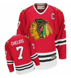 Men's CCM Chicago Blackhawks #7 Chris Chelios Authentic Red Throwback NHL Jersey