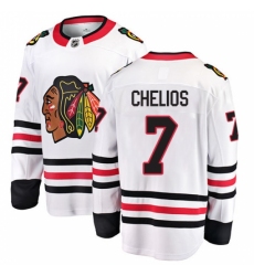 Men's Chicago Blackhawks #7 Chris Chelios Fanatics Branded White Away Breakaway NHL Jersey