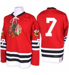 Men's Mitchell and Ness Chicago Blackhawks #7 Chris Chelios Authentic Red 1960-61 Throwback NHL Jersey