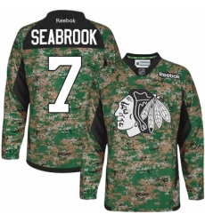 Men's Reebok Chicago Blackhawks #7 Chris Chelios Premier Camo Veterans Day Practice NHL Jersey