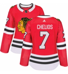 Women's Adidas Chicago Blackhawks #7 Chris Chelios Authentic Red Home NHL Jersey