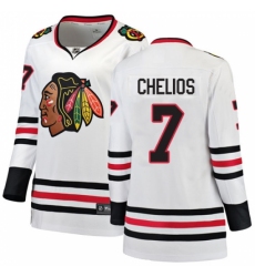 Women's Chicago Blackhawks #7 Chris Chelios Authentic White Away Fanatics Branded Breakaway NHL Jersey