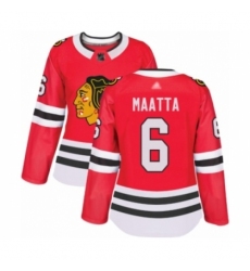 Women's Chicago Blackhawks #6 Olli Maatta Authentic Red Home Hockey Jersey