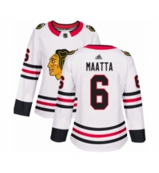 Women's Chicago Blackhawks #6 Olli Maatta Authentic White Away Hockey Jersey