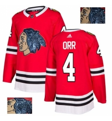 Men's Adidas Chicago Blackhawks #4 Bobby Orr Authentic Red Fashion Gold NHL Jersey