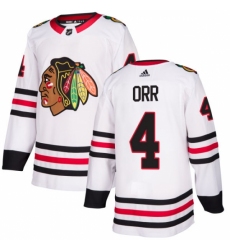 Men's Adidas Chicago Blackhawks #4 Bobby Orr Authentic White Away NHL Jersey