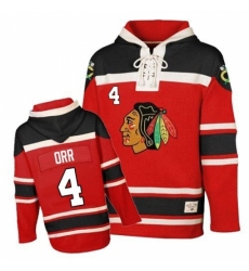 Men's Old Time Hockey Chicago Blackhawks #4 Bobby Orr Authentic Red Sawyer Hooded Sweatshirt NHL Jersey