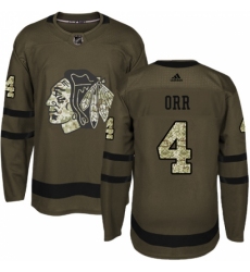 Men's Reebok Chicago Blackhawks #4 Bobby Orr Authentic Green Salute to Service NHL Jersey