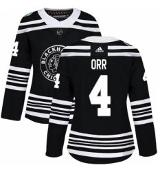 Women's Adidas Chicago Blackhawks #4 Bobby Orr Authentic Black 2019 Winter Classic NHL Jersey