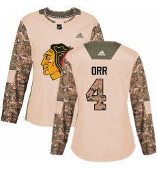 Women's Adidas Chicago Blackhawks #4 Bobby Orr Authentic Camo Veterans Day Practice NHL Jersey