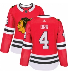 Women's Adidas Chicago Blackhawks #4 Bobby Orr Authentic Red Home NHL Jersey