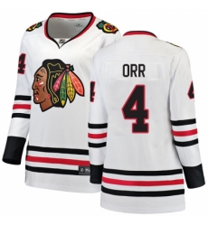 Women's Chicago Blackhawks #4 Bobby Orr Authentic White Away Fanatics Branded Breakaway NHL Jersey