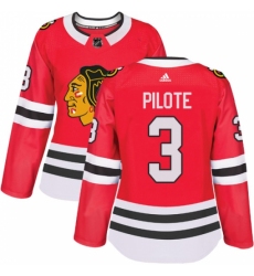 Women's Adidas Chicago Blackhawks #3 Pierre Pilote Authentic Red Home NHL Jersey
