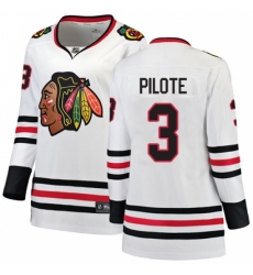 Women's Chicago Blackhawks #3 Pierre Pilote Authentic White Away Fanatics Branded Breakaway NHL Jersey