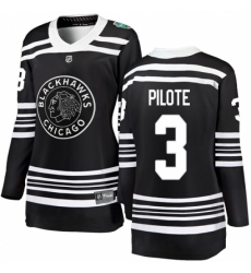 Women's Chicago Blackhawks #3 Pierre Pilote Black 2019 Winter Classic Fanatics Branded Breakaway NHL Jersey