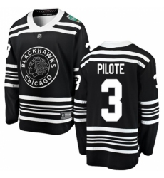 Youth Chicago Blackhawks #3 Pierre Pilote Black 2019 Winter Classic Fanatics Branded Breakaway NHL Jersey