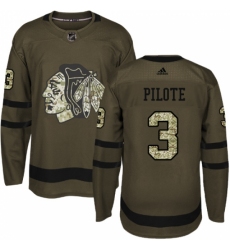Youth Reebok Chicago Blackhawks #3 Pierre Pilote Authentic Green Salute to Service NHL Jersey