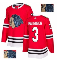 Men's Adidas Chicago Blackhawks #3 Keith Magnuson Authentic Red Fashion Gold NHL Jersey