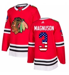 Men's Adidas Chicago Blackhawks #3 Keith Magnuson Authentic Red USA Flag Fashion NHL Jersey