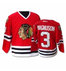 Men's CCM Chicago Blackhawks #3 Keith Magnuson Authentic Red Throwback NHL Jersey