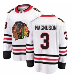 Men's Chicago Blackhawks #3 Keith Magnuson Fanatics Branded White Away Breakaway NHL Jersey