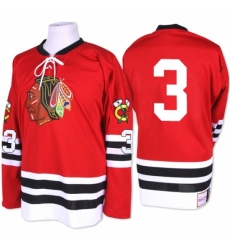 Men's Mitchell and Ness Chicago Blackhawks #3 Keith Magnuson Authentic Red 1960-61 Throwback NHL Jersey