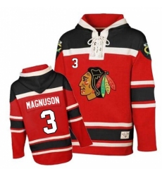 Men's Old Time Hockey Chicago Blackhawks #3 Keith Magnuson Authentic Red Sawyer Hooded Sweatshirt NHL Jersey