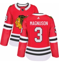 Women's Adidas Chicago Blackhawks #3 Keith Magnuson Authentic Red Home NHL Jersey