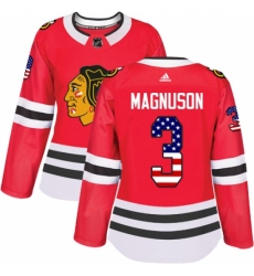 Women's Adidas Chicago Blackhawks #3 Keith Magnuson Authentic Red USA Flag Fashion NHL Jersey