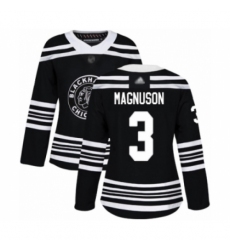 Women's Chicago Blackhawks #3 Keith Magnuson Authentic Black Alternate Hockey Jersey